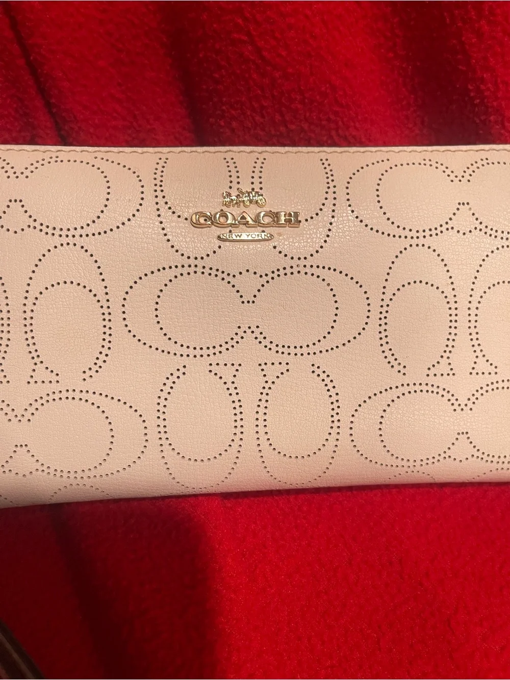 Coach Long Perforated Signature Zip Around Wristlet
